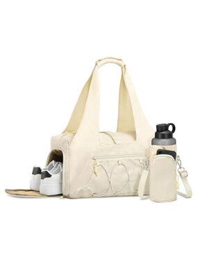 Women's Beige Gym Bag 35L | Shoe Compartment Workout Travel Duffle